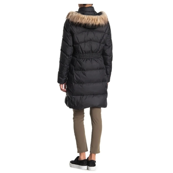 **SOLD***Calvin klein Womens Black Full Zip Coat Sz M Detachable Hood Faux Fur - Picture 2 of 15